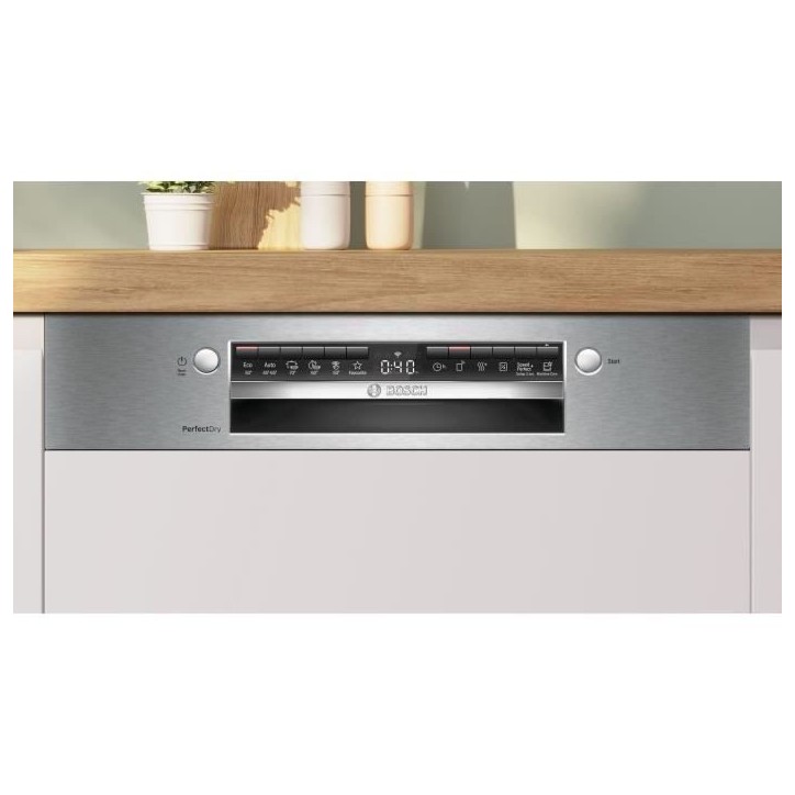 Lave-vaisselle semi-encastrable BOSCH SMI6ZCS10E SER6 - 14 couverts - Induction - L60cm - 40 dB - Classe B - tiroir - Acier Bros