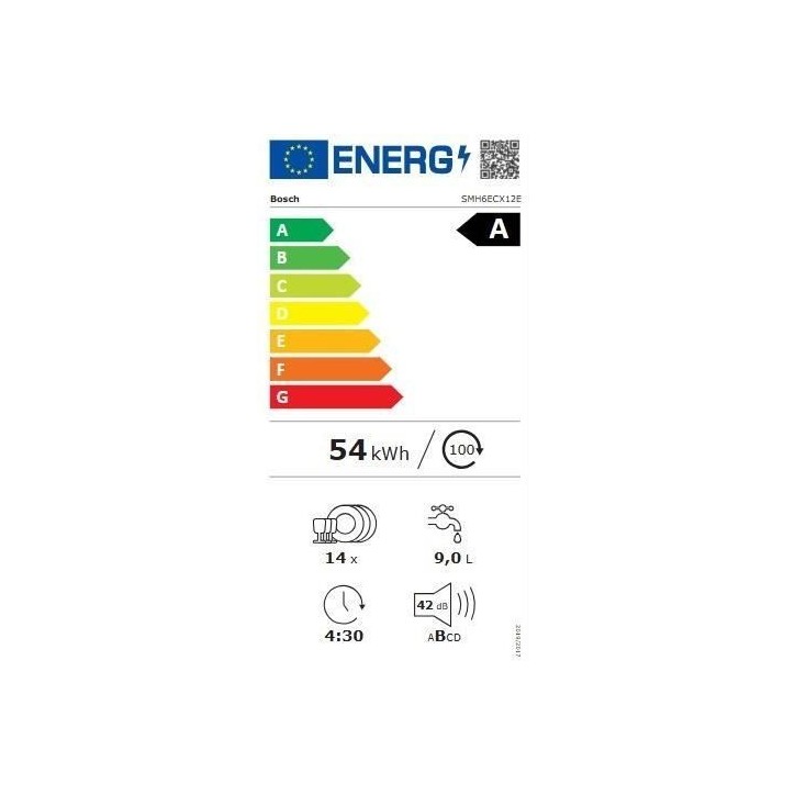 Lave-vaisselle tout encastrable BOSCH SMH6ECX12E SER6 - 14 couverts - 42 dB - porte a glissieres - tiroir a couverts