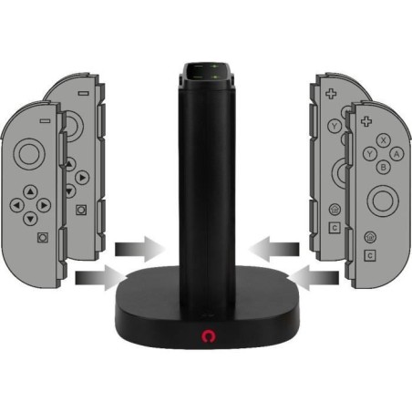 Station de rechargement - KONIX - 2 paires de manettes Joy-Con - Indicateur de charge LED - Connexion USB-A - Noir
