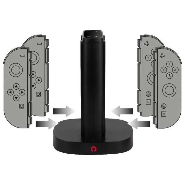 Station de rechargement - KONIX - 2 paires de manettes Joy-Con - Indicateur de charge LED - Connexion USB-A - Noir Station de rechargement - KONIX - 2 paires de manettes Joy-Con - Indicateur de charge LED - Connexion USB-A - Noir