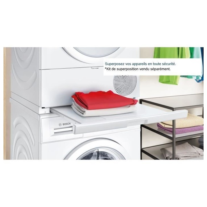 Seche-linge pompe a chaleur BOSCH SER6 WQG133DTFR - 8 kg - Induction - L60cm - Classe C - Blanc