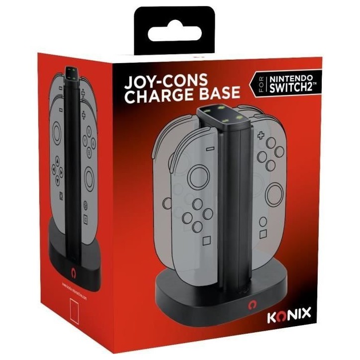 Station de rechargement - KONIX - 2 paires de manettes Joy-Con - Indicateur de charge LED - Connexion USB-A - Noir Station de rechargement - KONIX - 2 paires de manettes Joy-Con - Indicateur de charge LED - Connexion USB-A - Noir