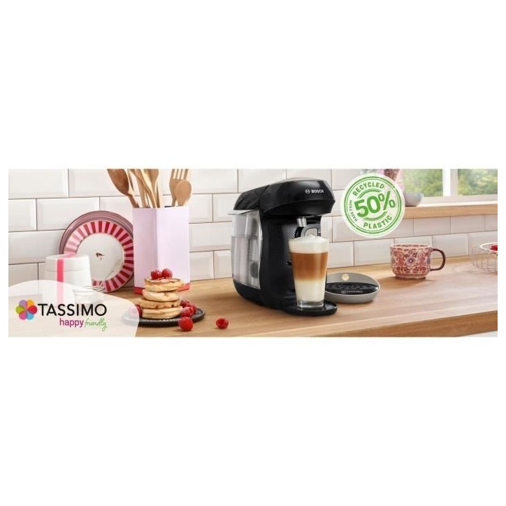 Machine a café - BOSCH - TAS109E - Tassimo Happy - 1400 W - 0,7 L - Noir / Creme Machine a café - BOSCH - TAS109E - Tassimo Happy - 1400 W - 0,7 L - Noir / Creme