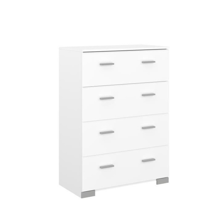 Chambre complete BOSTON : Lit adulte 140x190 + Commode + 2 Chevets - Décor blanc - Fabriqué en France Chambre complete BOSTON : Lit adulte 140x190 + Commode + 2 Chevets - Décor blanc - Fabriqué en France