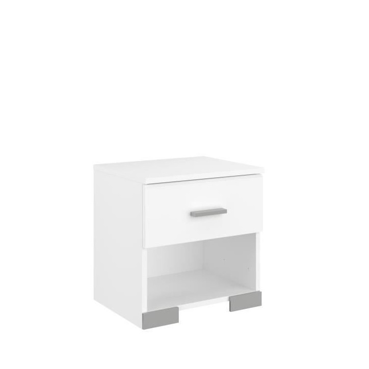Chambre complete BOSTON : Lit adulte 140x190 + Commode + 2 Chevets - Décor blanc - Fabriqué en France Chambre complete BOSTON : Lit adulte 140x190 + Commode + 2 Chevets - Décor blanc - Fabriqué en France