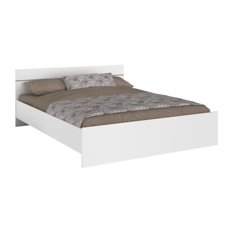 Lit adulte BOSTON 160x200 - Décor blanc - Fabriqué en France Lit adulte BOSTON 160x200 - Décor blanc - Fabriqué en France