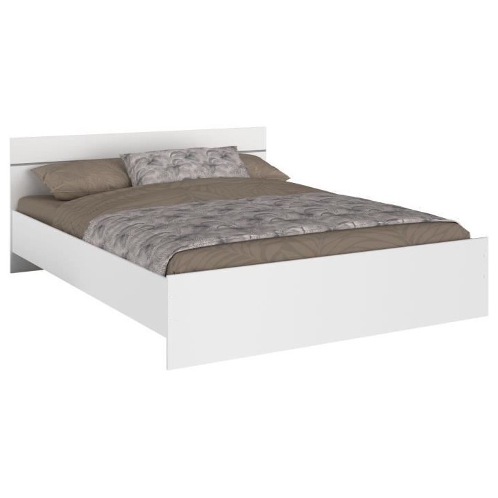 Lit adulte BOSTON 160x200 - Décor blanc - Fabriqué en France Lit adulte BOSTON 160x200 - Décor blanc - Fabriqué en France