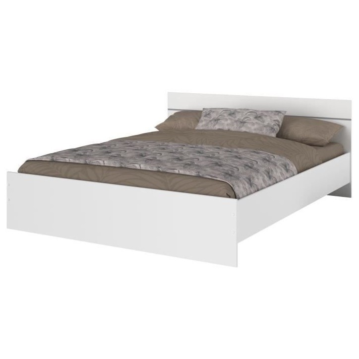 Lit adulte BOSTON 160x200 - Décor blanc - Fabriqué en France Lit adulte BOSTON 160x200 - Décor blanc - Fabriqué en France