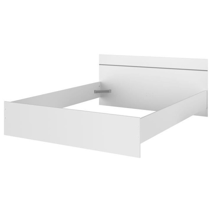 Lit adulte BOSTON 160x200 - Décor blanc - Fabriqué en France Lit adulte BOSTON 160x200 - Décor blanc - Fabriqué en France