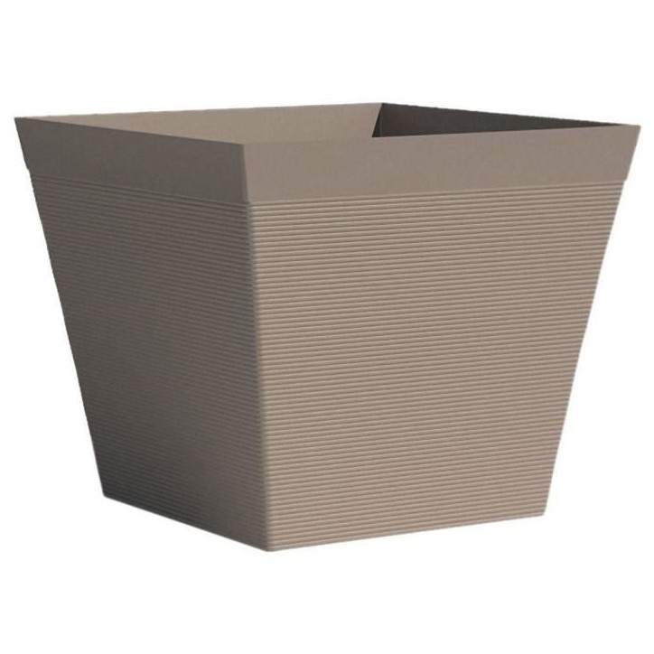 Pot carré - GARDEN ID - Green Care Impact Taupe - 29 x 26 cm - Garanti 10ans - 100% recyclé - UV/gel résistant