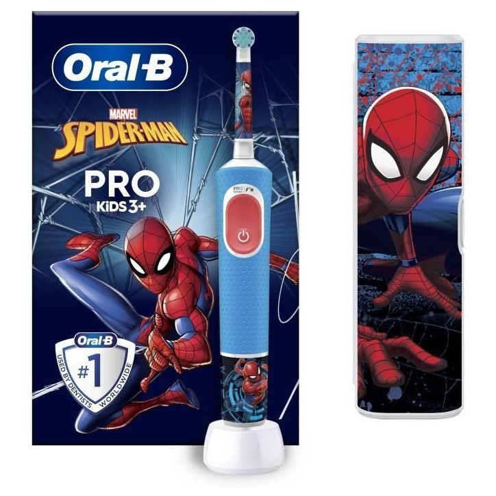 Brosse a dents électrique - ORAL-B - Kids 1 manche Marvel Spider-Man - 1 brossette - 1 étui de voyage - 3 ans et + Brosse a dents électrique - ORAL-B - Kids 1 manche Marvel Spider-Man - 1 brossette - 1 étui de voyage - 3 ans et +