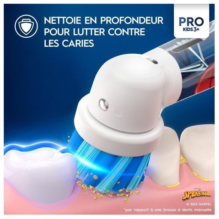 Brosse a dents électrique - ORAL-B - Kids 1 manche Marvel Spider-Man - 1 brossette - 1 étui de voyage - 3 ans et + Brosse a dents électrique - ORAL-B - Kids 1 manche Marvel Spider-Man - 1 brossette - 1 étui de voyage - 3 ans et +