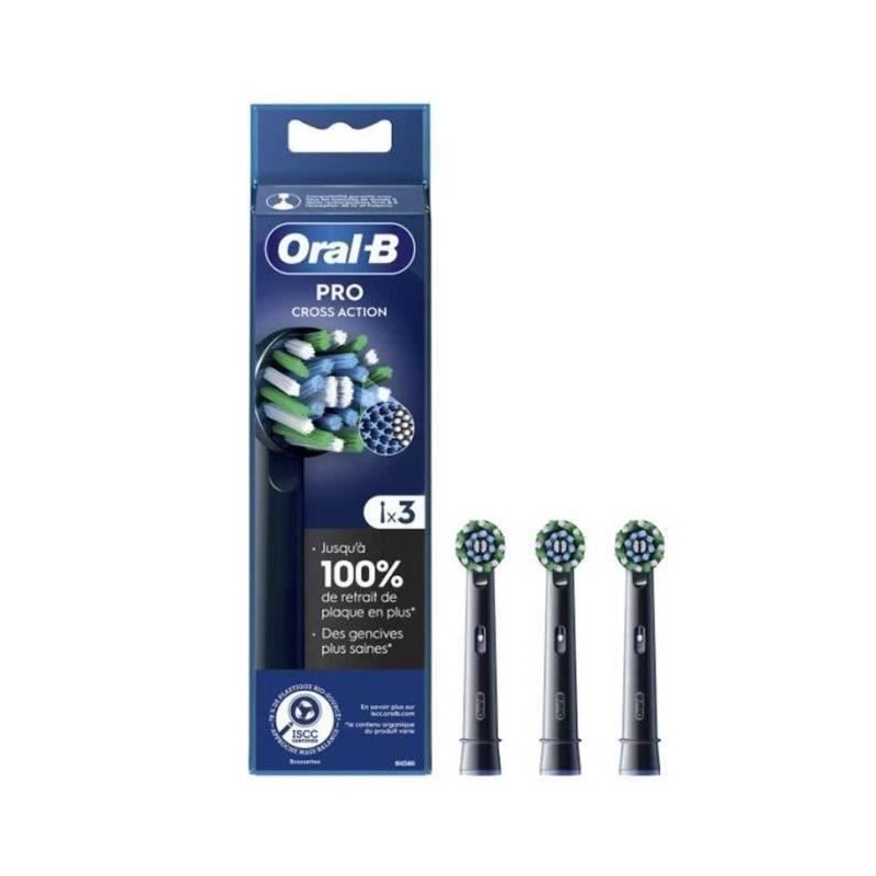 Brossettes pour brosse a dents Oral-B Pro Cross Action Noire - 3 unit Brossettes pour brosse a dents Oral-B Pro Cross Action Noire - 3 unit