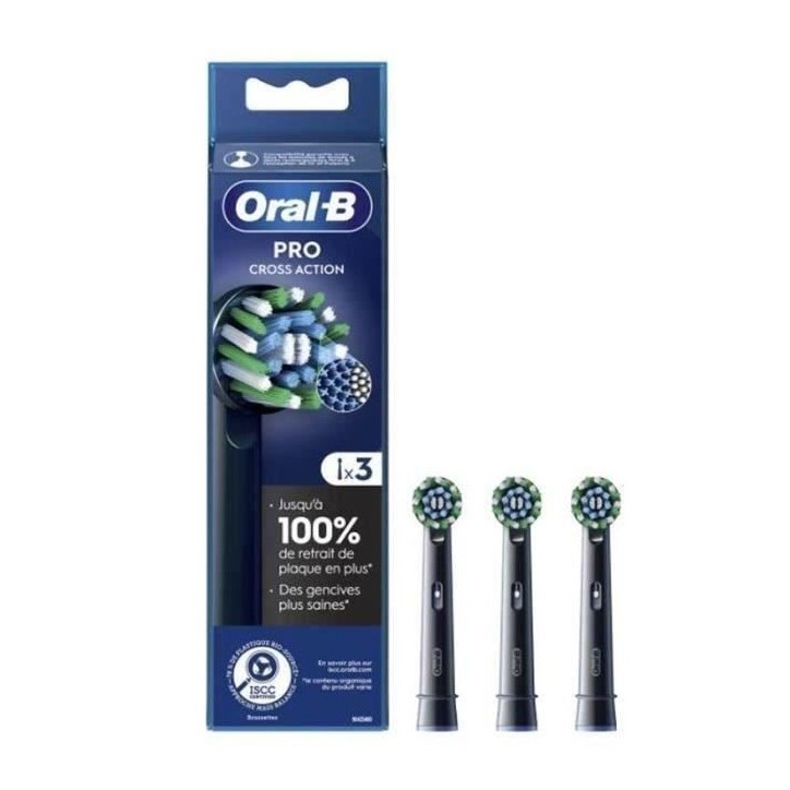 Brossettes pour brosse a dents Oral-B Pro Cross Action Noire - 3 unités Brossettes pour brosse a dents Oral-B Pro Cross Action Noire - 3 unités