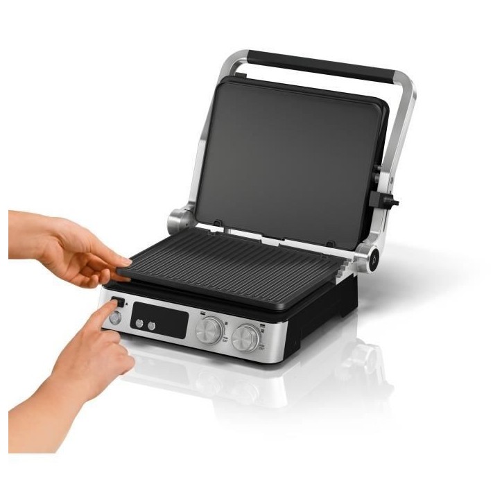 Grill multifonctions - BRAUN - Multi Grill 7 - 2000 W - 3 positions de chauffe - Noir / Acier