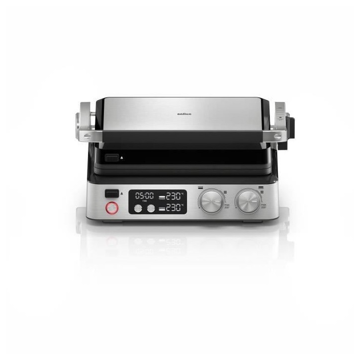 Grill multifonctions - BRAUN - Multi Grill 7 - 2000 W - 3 positions de chauffe - Noir / Acier