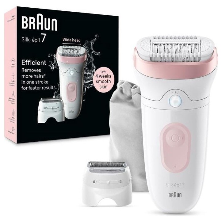 Épilateur électrique - BRAUN - Silk-épil 7 - Épilation facile - Peau douce longue durée - 7-030 - Blanc / Rose Épilateur électrique - BRAUN - Silk-épil 7 - Épilation facile - Peau douce longue durée - 7-030 - Blanc / Rose