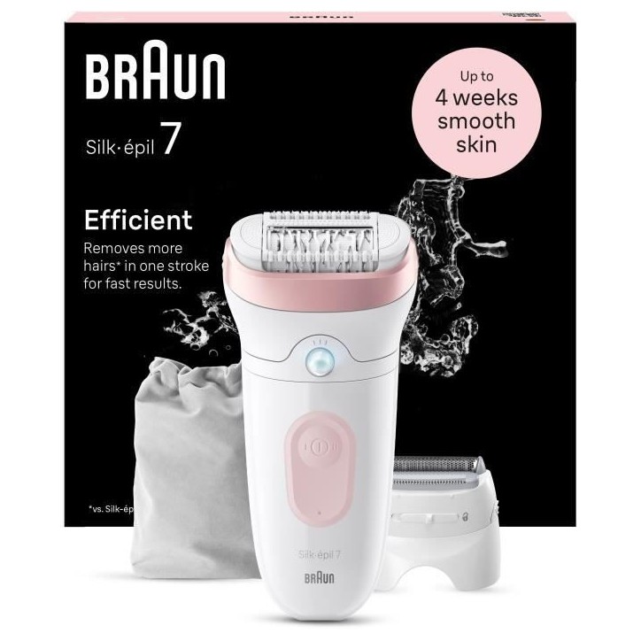 Épilateur électrique - BRAUN - Silk-épil 7 - Épilation facile - Peau douce longue durée - 7-030 - Blanc / Rose Épilateur électrique - BRAUN - Silk-épil 7 - Épilation facile - Peau douce longue durée - 7-030 - Blanc / Rose