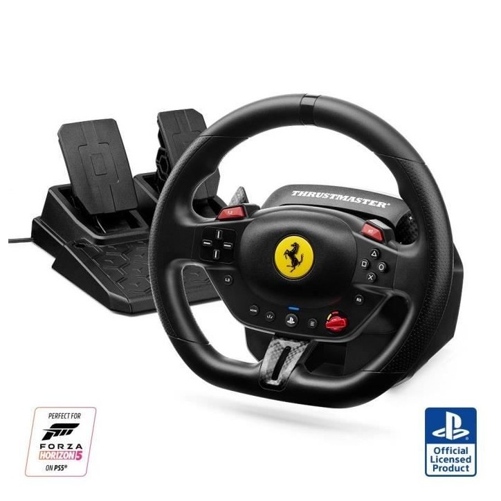 Volant + pédalier - Thrustmaster - T98-P Ferrari 296 GTB - Sans systeme audio - USB filaire - Noir Volant + pédalier - Thrustmaster - T98-P Ferrari 296 GTB - Sans systeme audio - USB filaire - Noir