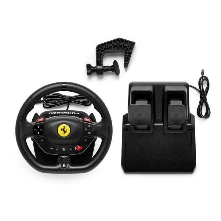 Volant + pédalier - Thrustmaster - T98-P Ferrari 296 GTB - Sans systeme audio - USB filaire - Noir Volant + pédalier - Thrustmaster - T98-P Ferrari 296 GTB - Sans systeme audio - USB filaire - Noir
