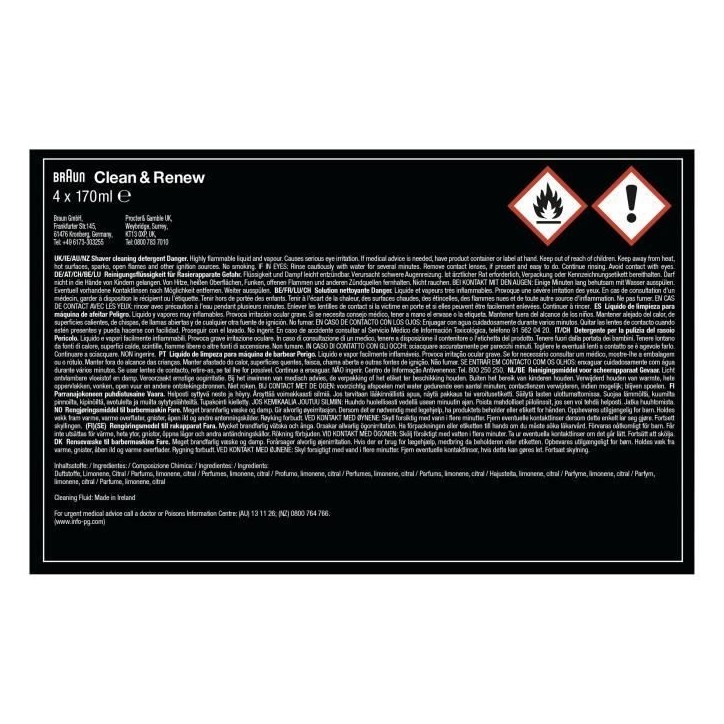 Cartouche de nettoyage - BRAUN - CCR4 Recharges clean & renew - Pour station SmartCare - Pack de 4