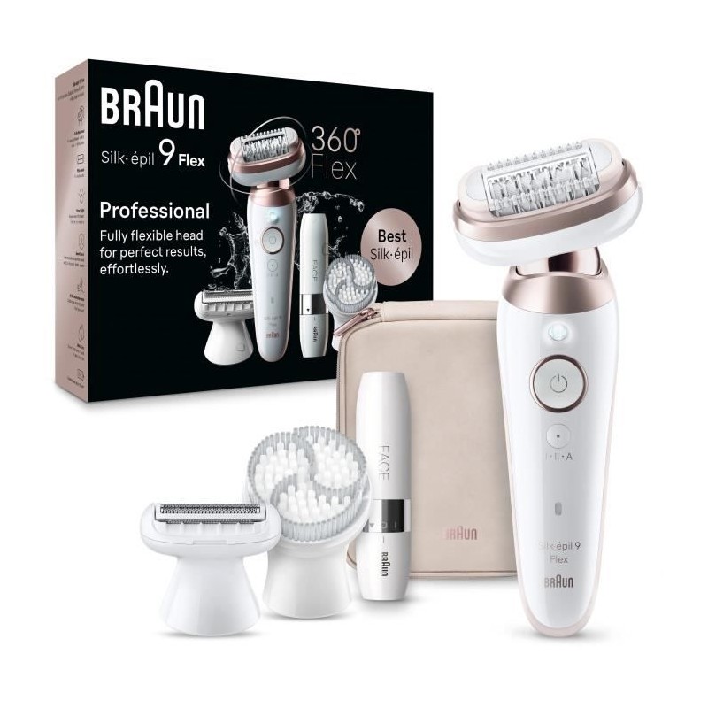 Épilateur électrique - BRAUN - SILK EPIL 9 Flex - 2 vitesses - Sans
