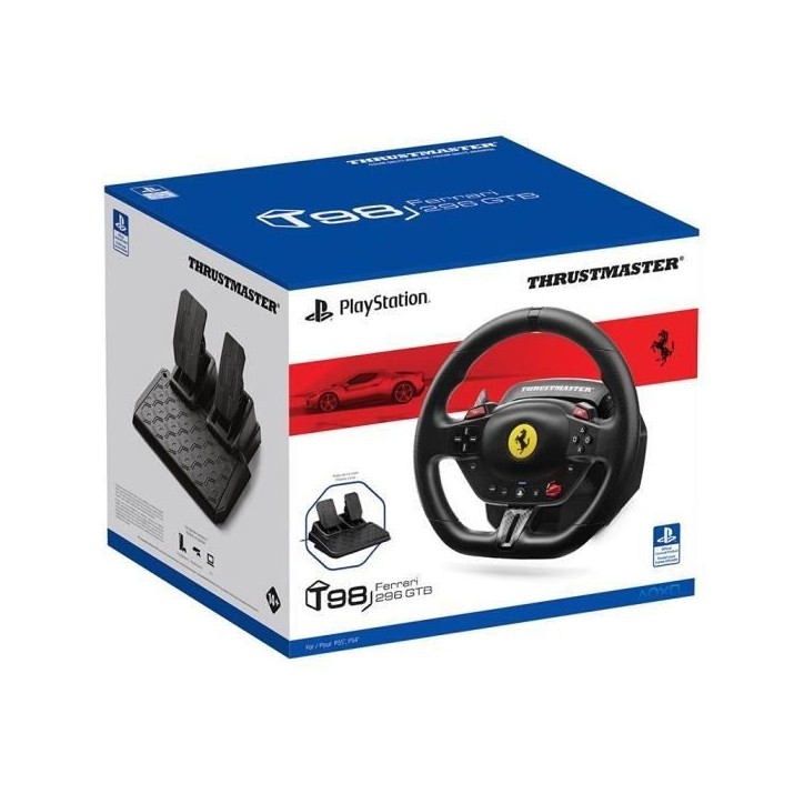 Volant + pédalier - Thrustmaster - T98-P Ferrari 296 GTB - Sans systeme audio - USB filaire - Noir Volant + pédalier - Thrustmaster - T98-P Ferrari 296 GTB - Sans systeme audio - USB filaire - Noir