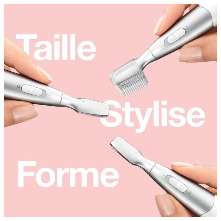 Mini-tondeuse de précision - BRAUN - FG1106 Sourcils- 1 vitesse - Pile - Gris / Blanc