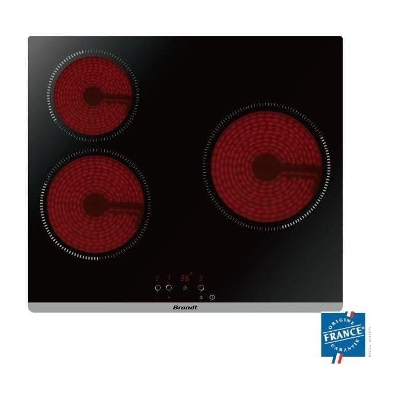Plaque de cuisson vitrocéramique BRANDT BPV6320 - 3 zones - 5300W - L Plaque de cuisson vitrocéramique BRANDT BPV6320 - 3 zones - 5300W - L