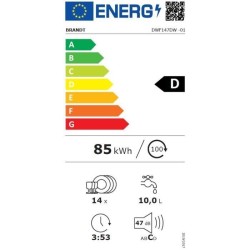 Lave-vaisselle pose libre BRANDT DWF147DW - 14 couverts - L60cm - 47 d
