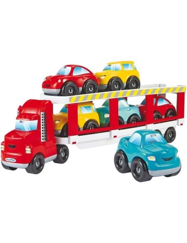 Camion porte-voitures ECOIFFIER - Abrick - Transporte 6 voitures sur 2 étages - Rouge - Des 18 mois