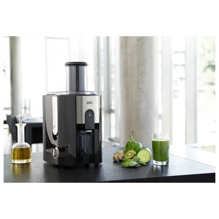 Centrifugeuse - BRAUN - J500 - 900 W - Large cheminée 75 mm - Systeme anti-gouttes