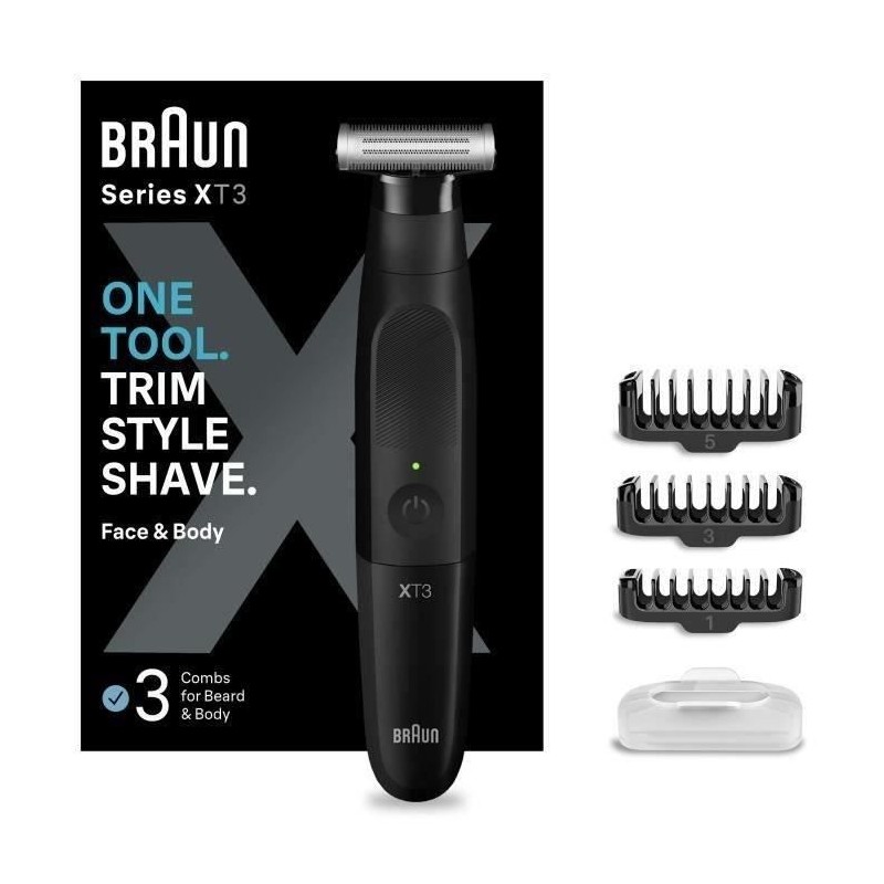 Tondeuse hybride BRAUN Series X XT3100 pour visage avec lame flexible Tondeuse hybride BRAUN Series X XT3100 pour visage avec lame flexible