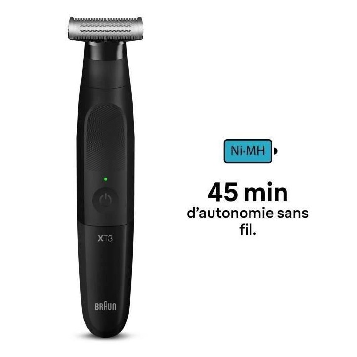 Tondeuse hybride BRAUN Series X XT3100 pour visage avec lame flexible 4D, étanche, 3 sabots - Homme Tondeuse hybride BRAUN Series X XT3100 pour visage avec lame flexible 4D, étanche, 3 sabots - Homme