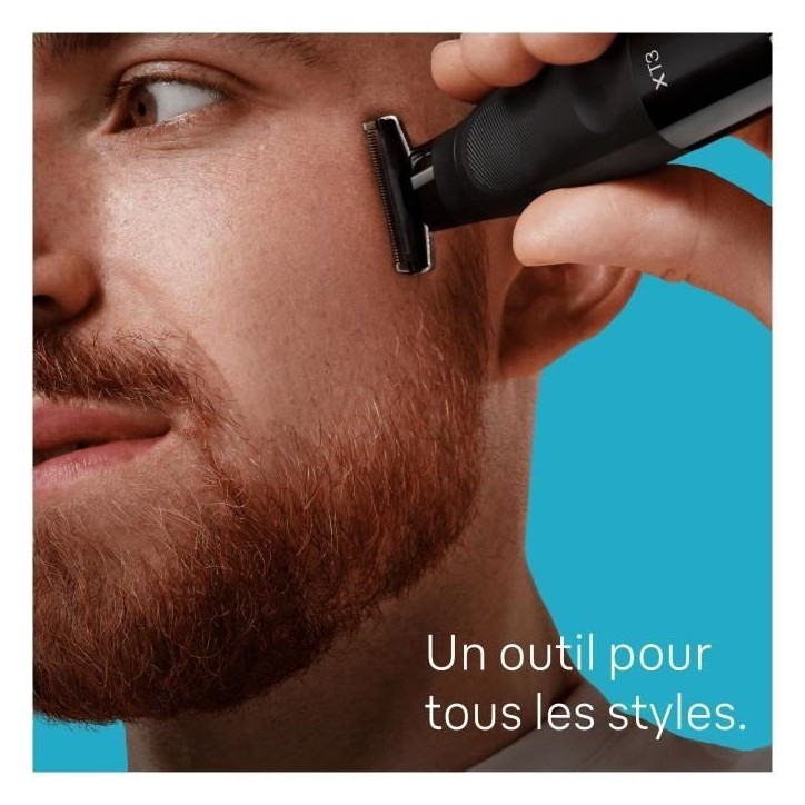 Tondeuse hybride BRAUN Series X XT3100 pour visage avec lame flexible 4D, étanche, 3 sabots - Homme Tondeuse hybride BRAUN Series X XT3100 pour visage avec lame flexible 4D, étanche, 3 sabots - Homme