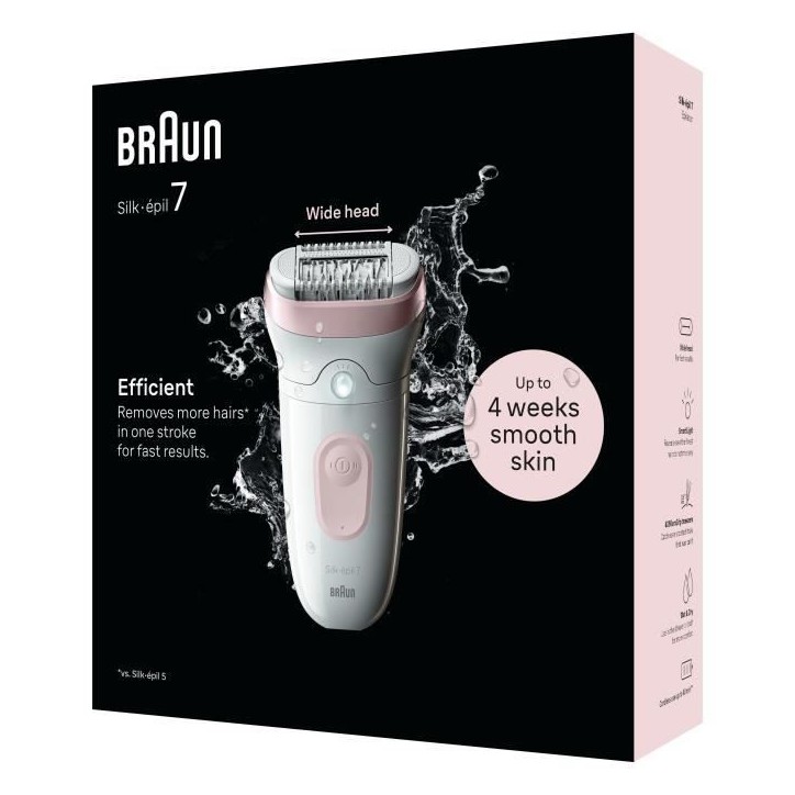 Épilateur électrique - BRAUN - SILK EPIL 7 SE 7-000 - 2 vitesses - Sans fil - 40 min - Blanc / Rose Épilateur électrique - BRAUN - SILK EPIL 7 SE 7-000 - 2 vitesses - Sans fil - 40 min - Blanc / Rose