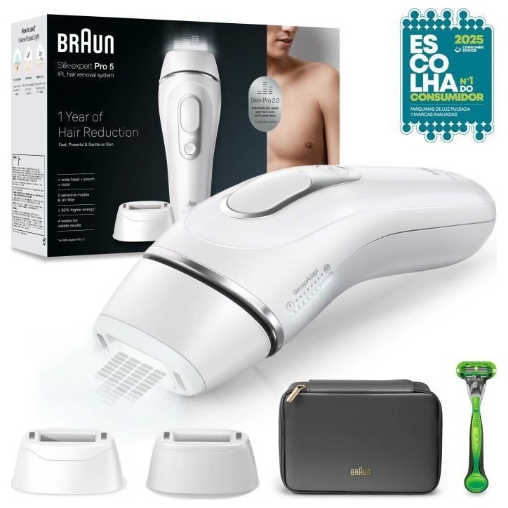 Epilateur a lumiere pulsée - BRAUN - IPL PL5145 - Blanc, vert et noir