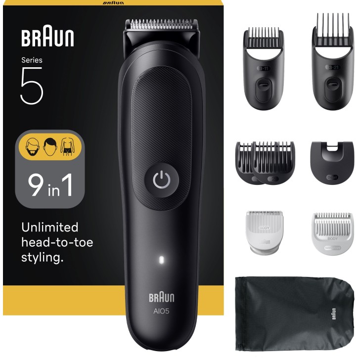 Tondeuse cheveux et barbe - Série 5- BRAUN - AIO5540 - 120 min - 14 réglages - Noir Tondeuse cheveux et barbe - Série 5- BRAUN - AIO5540 - 120 min - 14 réglages - Noir