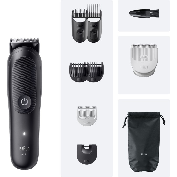 Tondeuse cheveux et barbe - Série 5- BRAUN - AIO5540 - 120 min - 14 réglages - Noir Tondeuse cheveux et barbe - Série 5- BRAUN - AIO5540 - 120 min - 14 réglages - Noir