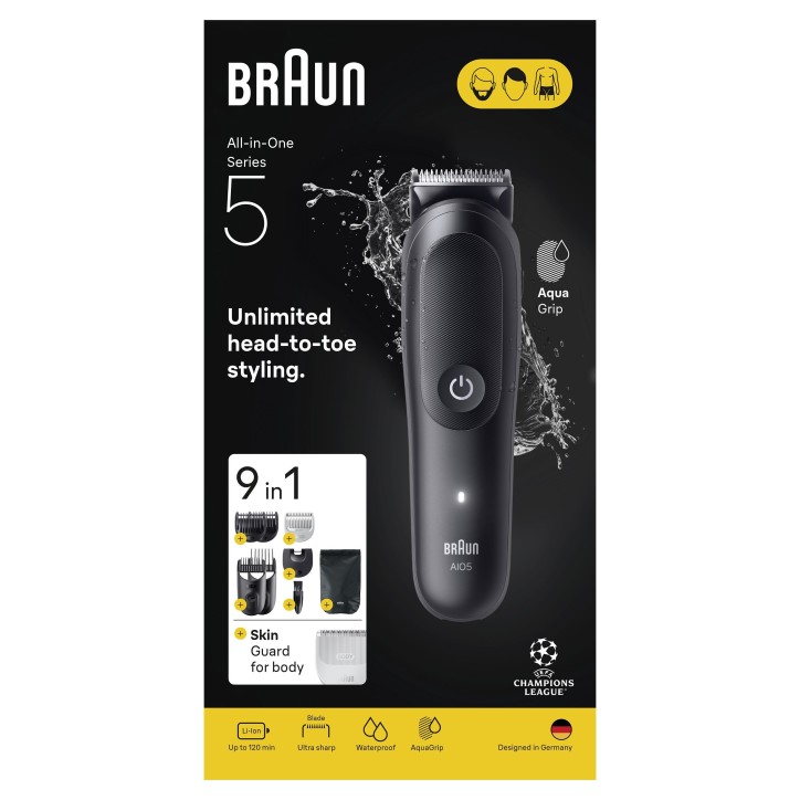 Tondeuse cheveux et barbe - Série 5- BRAUN - AIO5540 - 120 min - 14 réglages - Noir Tondeuse cheveux et barbe - Série 5- BRAUN - AIO5540 - 120 min - 14 réglages - Noir