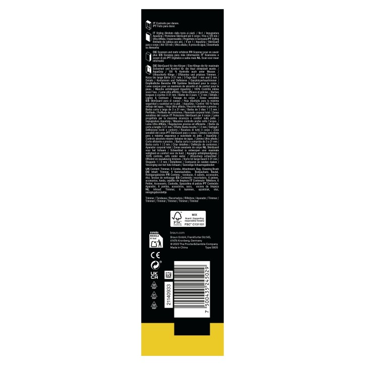 Tondeuse cheveux et barbe - Série 5- BRAUN - AIO5540 - 120 min - 14 réglages - Noir Tondeuse cheveux et barbe - Série 5- BRAUN - AIO5540 - 120 min - 14 réglages - Noir