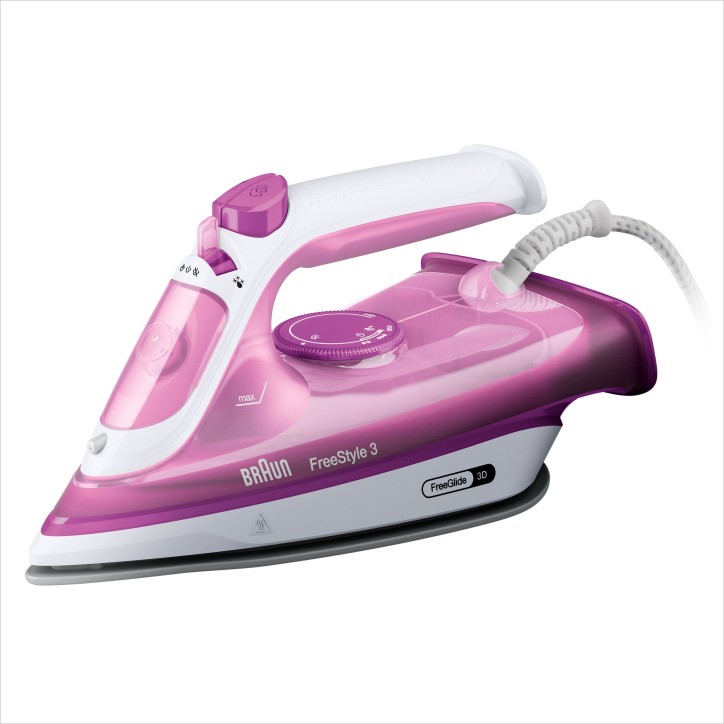 Fer vapeur - BRAUN - FI3124PU Freestyle 3 - Puissance 2400 W - Semelle SuperCéramic - Réservoir d'eau 270 ml - Auto-nettoyant