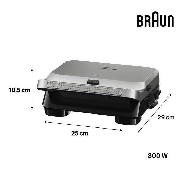 Grill - BRAUN - Sandwich Maker 5 SM5005 - 800 W - Inox / Noir