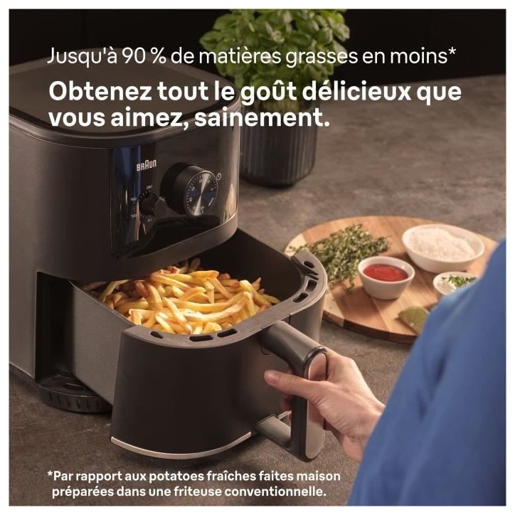 Air Fryer - BRAUN - MultiFry 3 - 1500 W - 4,3 L - Noir