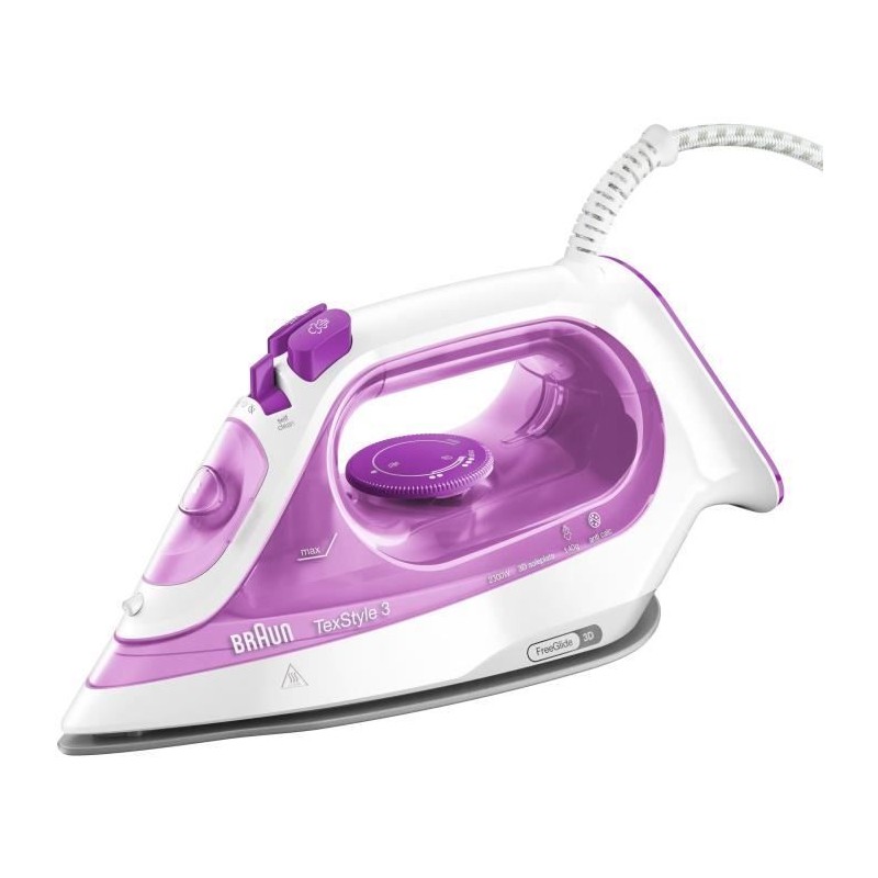 Fer Vapeur BRAUN SI3030PU - TexStyle - Systeme anti-tartre - débit va Fer Vapeur BRAUN SI3030PU - TexStyle - Systeme anti-tartre - débit va