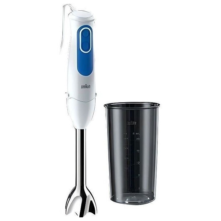 Mixeur plongeant BRAUN MQ3000WH Smoothie Plus - Pied mixeur Blanc et Bleu Mixeur plongeant BRAUN MQ3000WH Smoothie Plus - Pied mixeur Blanc et Bleu