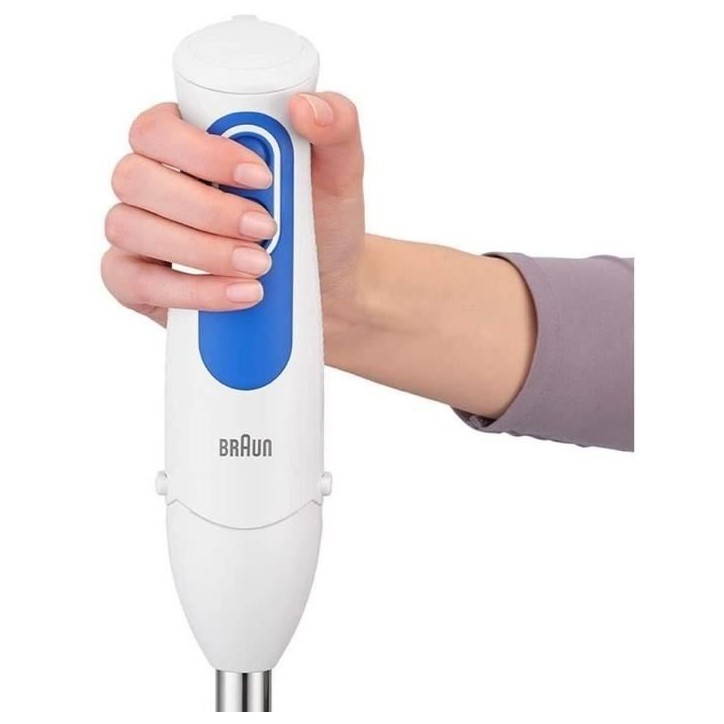 Mixeur plongeant BRAUN MQ3000WH Smoothie Plus - Pied mixeur Blanc et Bleu Mixeur plongeant BRAUN MQ3000WH Smoothie Plus - Pied mixeur Blanc et Bleu