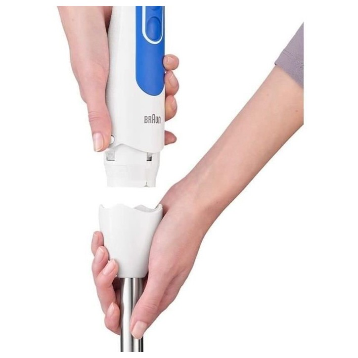 Mixeur plongeant BRAUN MQ3000WH Smoothie Plus - Pied mixeur Blanc et Bleu Mixeur plongeant BRAUN MQ3000WH Smoothie Plus - Pied mixeur Blanc et Bleu