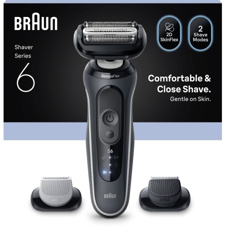 Rasoir électrique BRAUN Series 6 - Noir - Autonomie 60 minutes - Char
