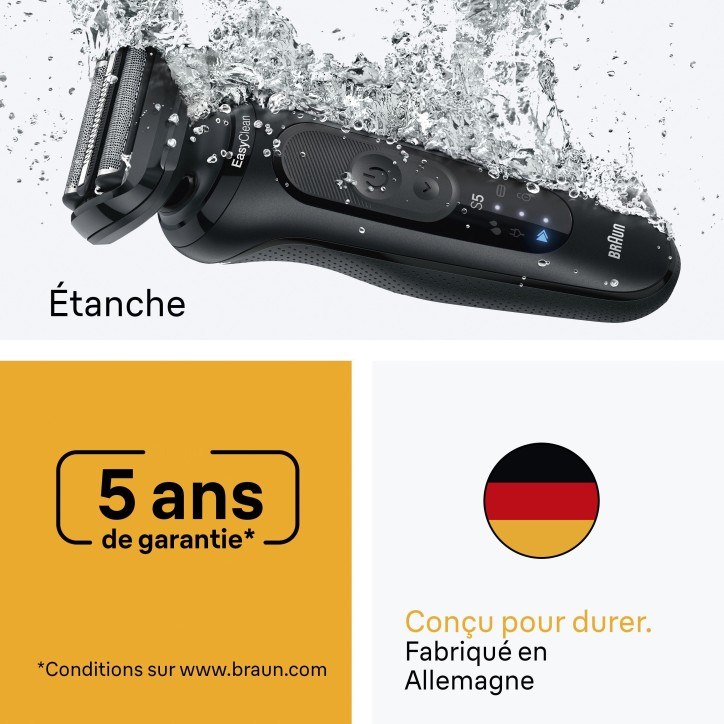 Rasoir électrique BRAUN Series 5 - Noir - Autonomie 50 minutes - Charge rapide 5 minutes
